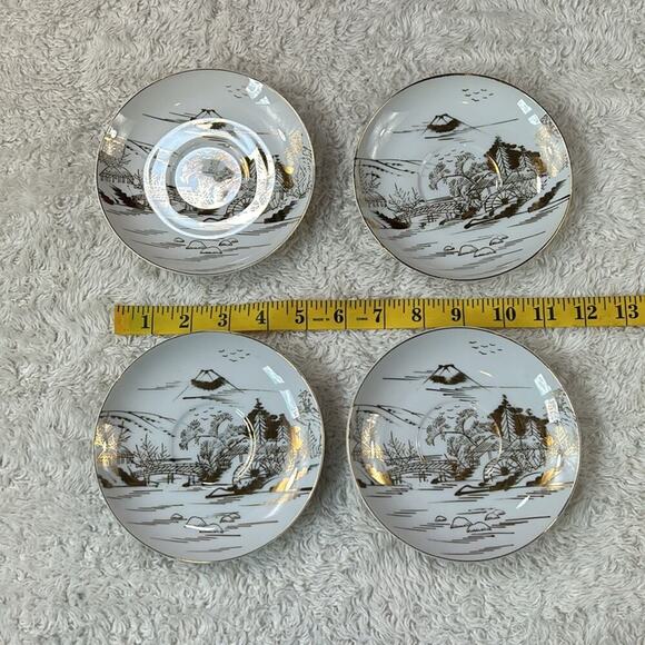 Vintage Kutani KUT109 Japanese Saucer and small bowl set - 8 piece - Picture 3 of 8